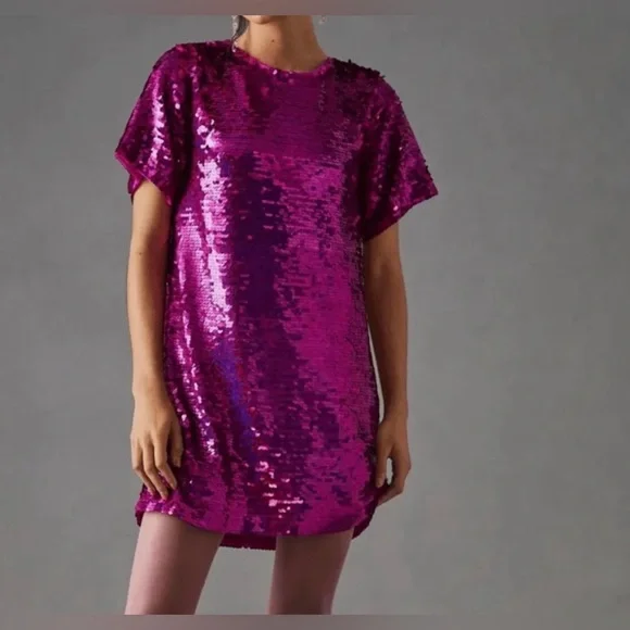 Anthropologie Verb pink sequin shift dress. - Picture 4 of 5